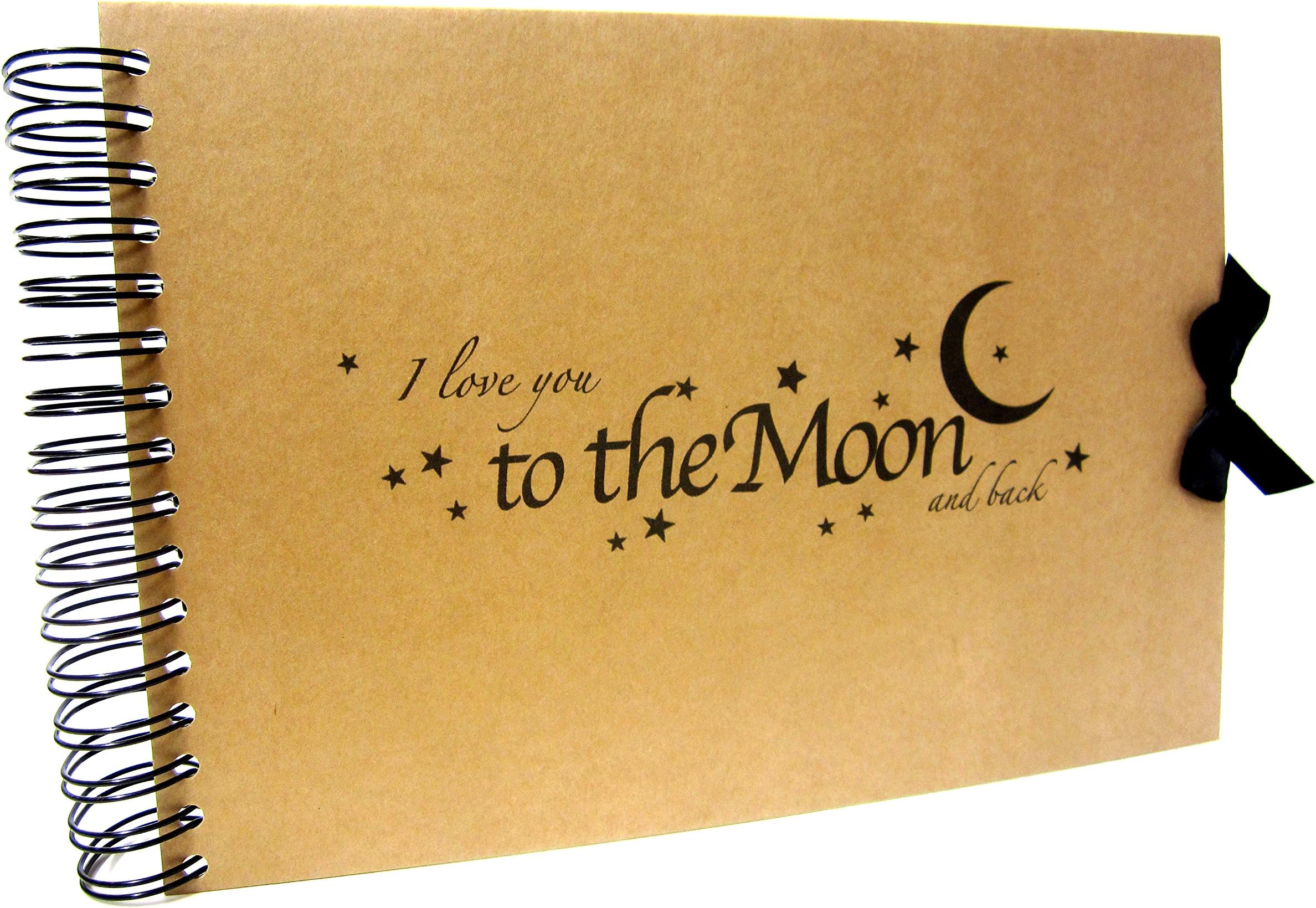 A5 A4 Love You to The Moon and Back Scrapbook, Landscape, Card Pages, Photo Album, Keepsake (A5 (Kraft Pages))