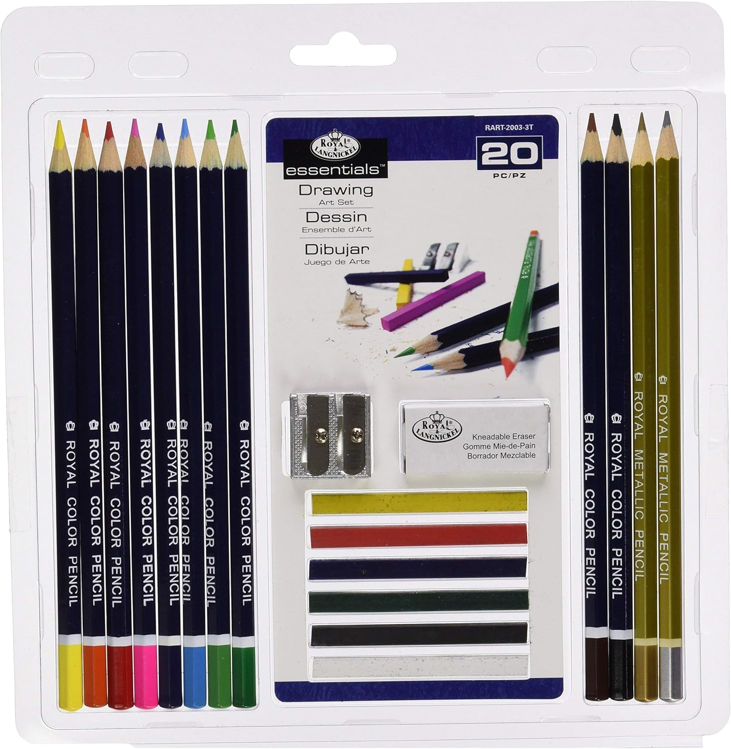 Royal & Langnickel Clamshell Drawing Set, 20 Piece Colour Drawing Set