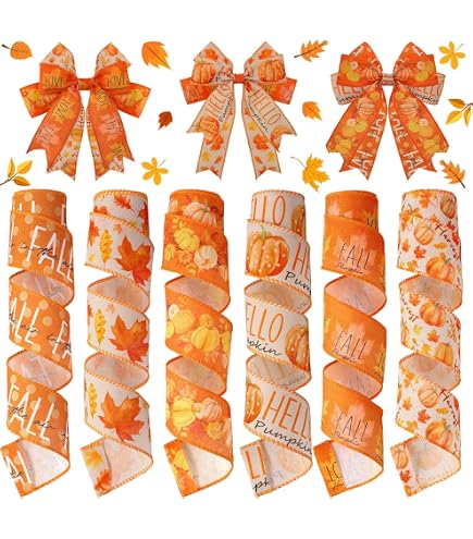 Floral Fall Ribbon Fall Satin Ribbon 1