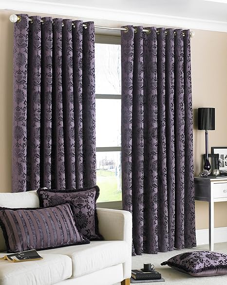 Riva Paoletti Hanover Damson Eyelet Curtains 66 X 90 168 X 229