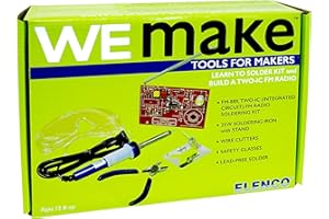 ELENCO WEmake FM Radio DIY Soldering Kit with Tools | Soldering Iron | Side Cutters | Safety Glasses | Solder | Great Stem Project