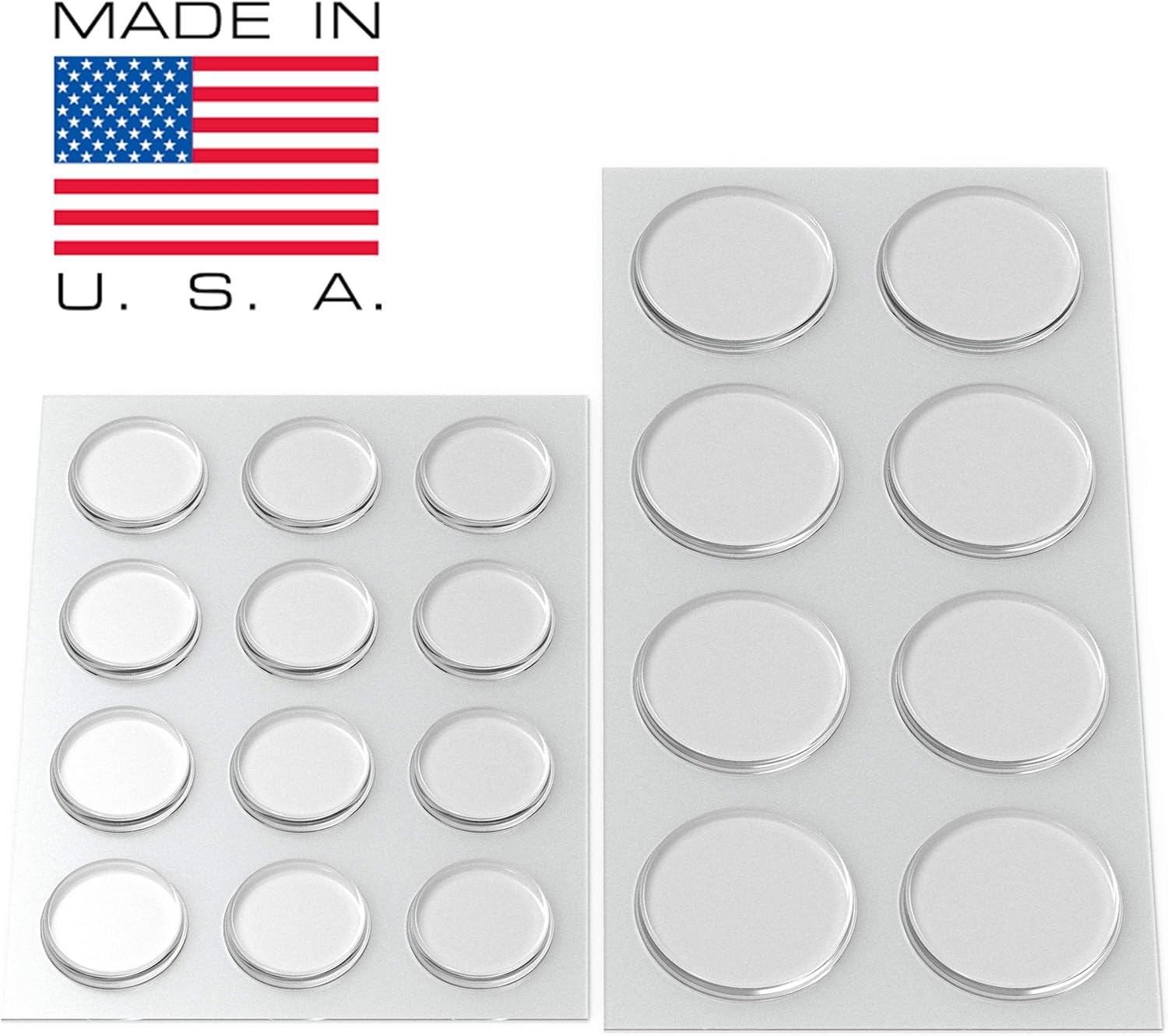 Round Clear Adhesive Bumpers Combo (Large, Medium) Transparent Self