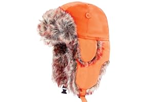 THE HAT DEPOT Faux Fur Safety Reflective Aviator Trapper Hat Snow Ski Trooper Winter Cap