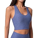 Women’s Sleeveless Crop Tops Scoop Neck Racerback Sports Tank top Athletic Yoga Workout Tops Built in Shelf Bras Padded