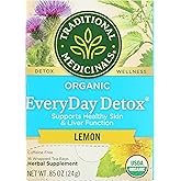 Traditional Medicinals Organic EveryDay Detox Lemon Herbal Tea, Supports Healthy Skin & Liver Function, (Pack of 1) - 16 Tea Bags