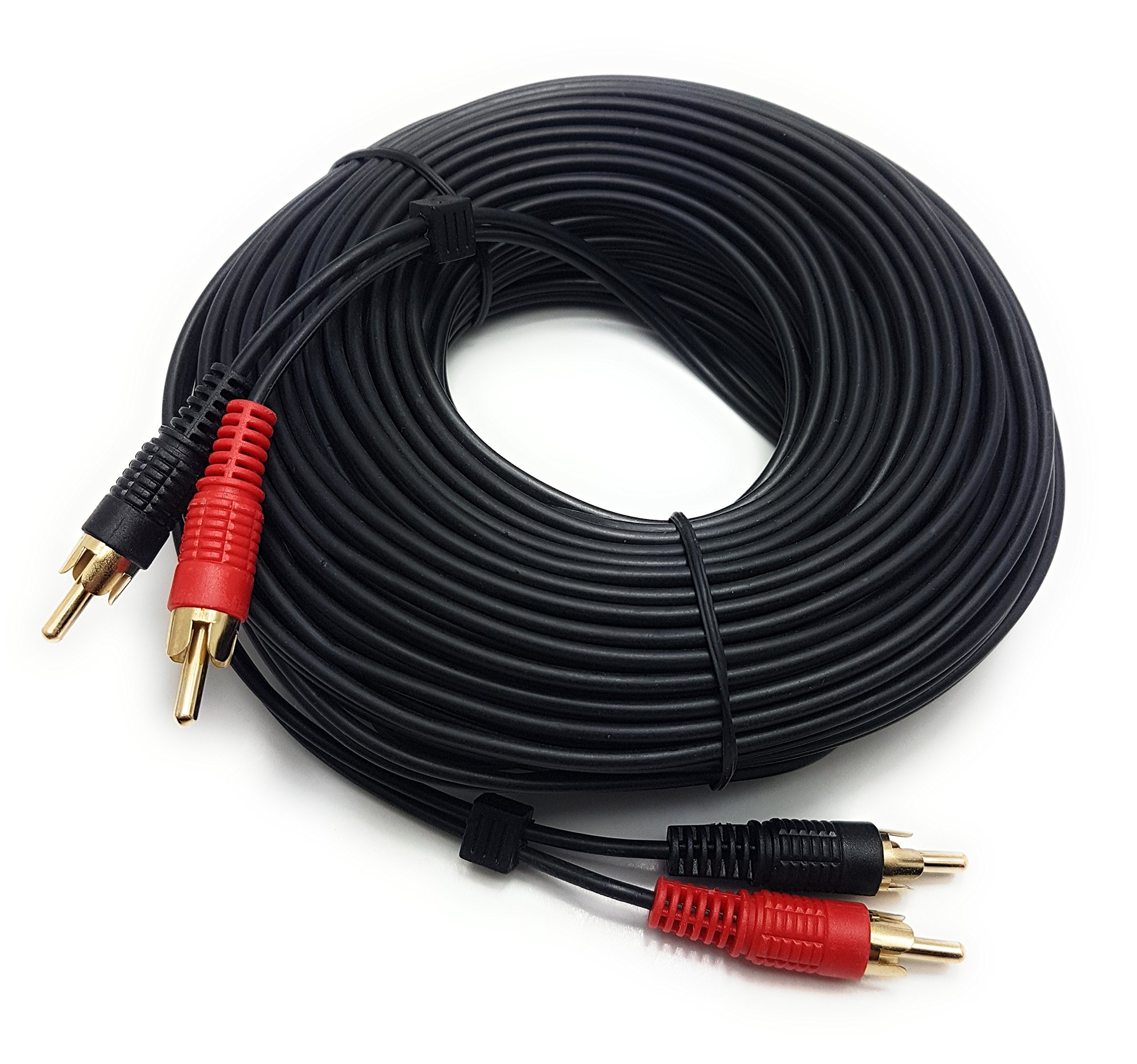 MainCore 20m long 2x RCA Male to 2x RCA Male Stereo Audio Cable for Turntables, Mixers, Home Audio, Surround Sound, CD/DVD Player's, Subwoofer's etc