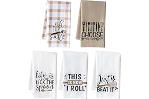 R HORSE 5Pcs Funny Kitchen Dish Towel Set Absorbent Quick Dry Cloth Dish Tea Towels Reusable Hand Towels Bar Hand Dishcloths 