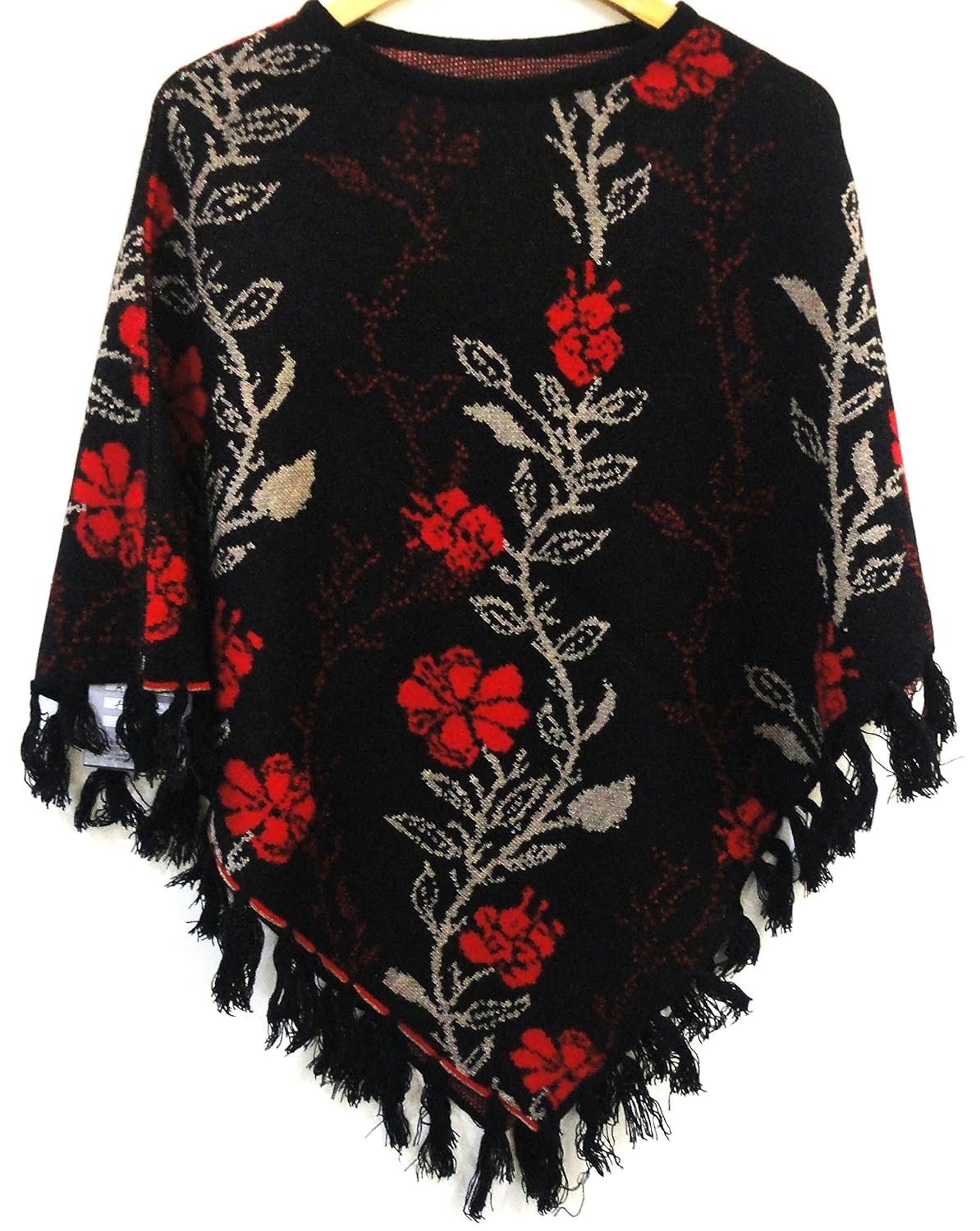 woolly women's pullover cardigan ponchoes (black_free size)