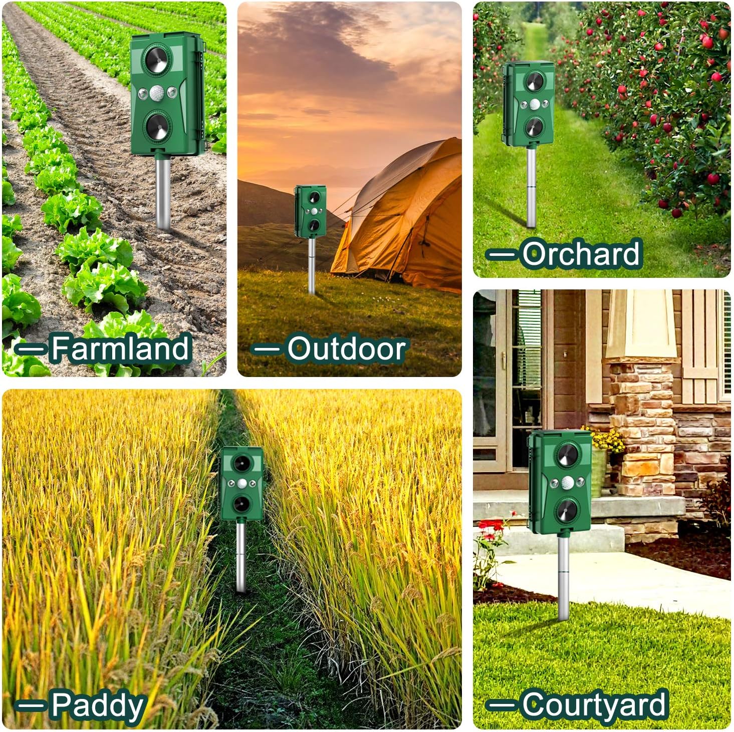 Solar Animal Repeller, 2021 Ultrasonic Mole Repellent, Rat, Squirrel, Deer, Raccoon, Skunk, Rabbit, Mole, Dog, Cat, Waterproof with Motion Detector, USB Rechargeable, Flashing Light : Garden & Outdoor