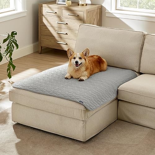 Bedsure Waterproof Dog Blanket for Dogs Washable - 102x127 cm Anti-Slip Dog Bed Covers for Couch Protection, Soft Pet Blanket Anti Scratches Dirty for Bed Furniture, Grey