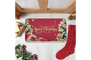 kukli kitchen Merry Christmas Trees Christmas Decorative Doormat (30"x17",Red), Xmas Doormat Floor Mat Front Door Rug for Indoor Outdoor