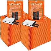 Copkim 50 Pack Fire Blanket for Home and Kitchen Bulk 39 x 39 Inch Emergency Fire Blanket Fiberglass Fire Blankets Emergency Fire Retardant Blankets for Home,Kitchen,Camping School(Orange)