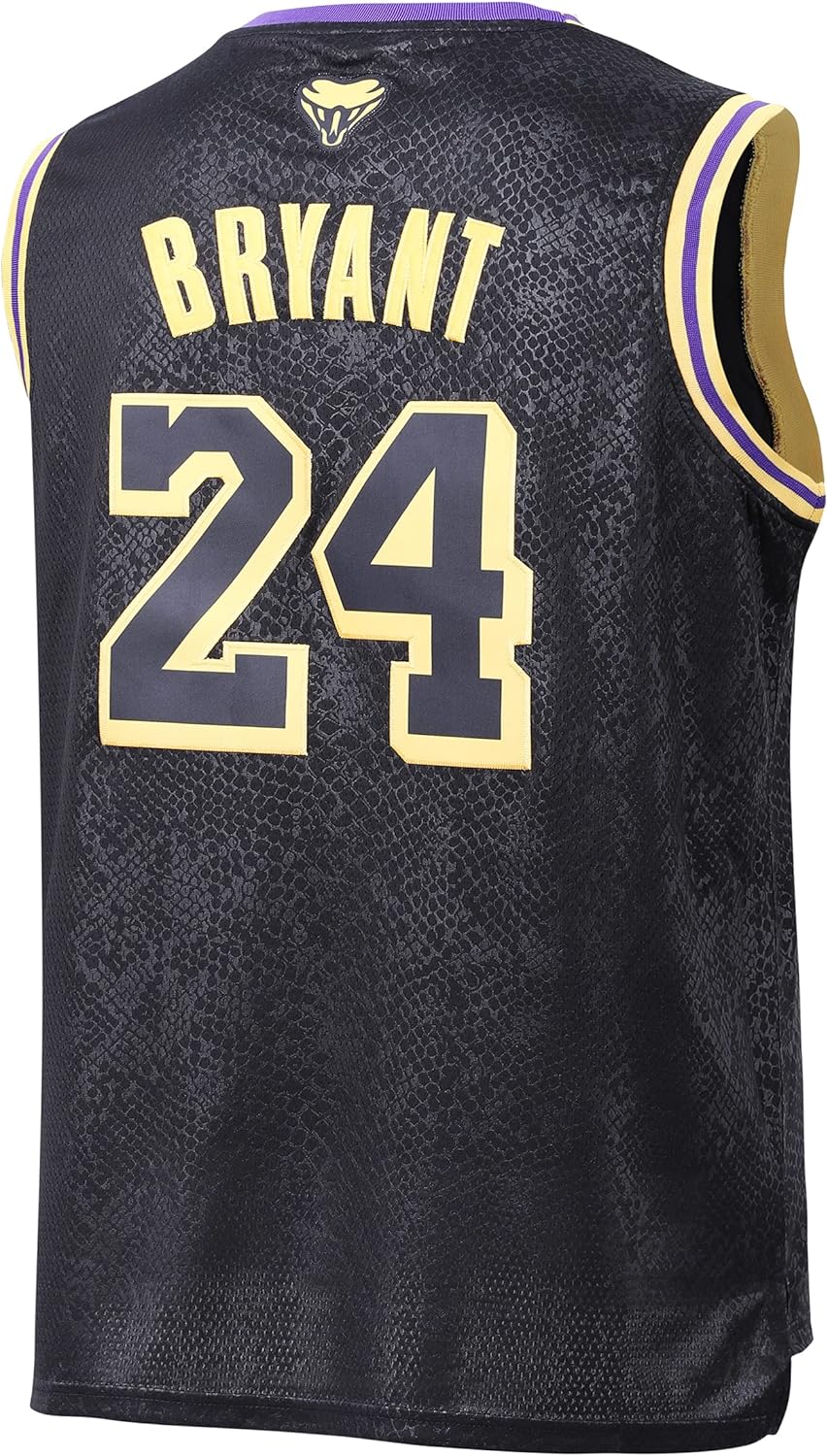 URUHR Mens 24 Bryant Basketball Jeresy Black Snakeskin Fans Jersey Stitched 90S Hip Hop Fashion Basketball Jersey S-3XL: Clothing