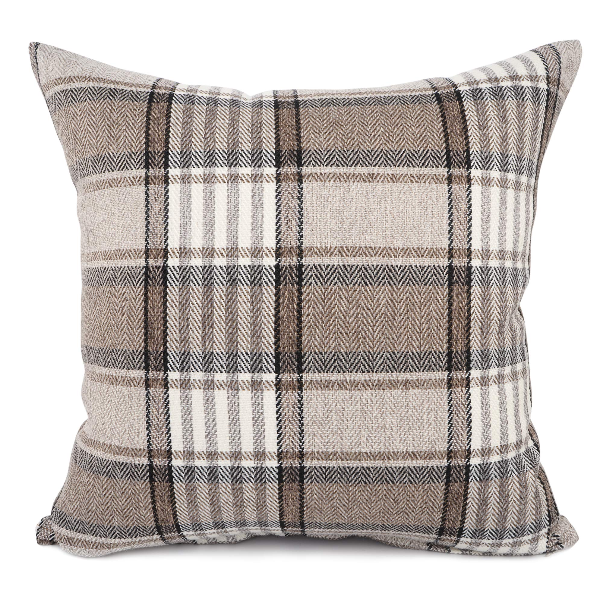 Photo 1 of YOUR SMILE Retro Farmhouse Buffalo Tartan Chequer Stripe Plaid Cotton Linen Decorative Throw Pillow Case Cushion Cover Pillowcase for Sofa Outdoor Indoor (Brown, 24''x24'')