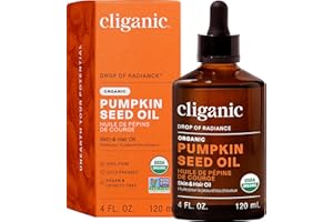 Cliganic Organic Cold Pressed Pumpkin Seed Oil, 100% Pure - For Hair & Face | Natural Unrefined