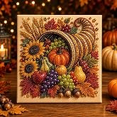 POETRYDRAW DIY Thanksgiving Decor Cornucopia Pearl Art Kit for Adults | Diamond Painting Kit With Frame, DIY Home Decor Wall Art, 3D Pearl Sparkle, Beginner DIY Seasonal Party Gift