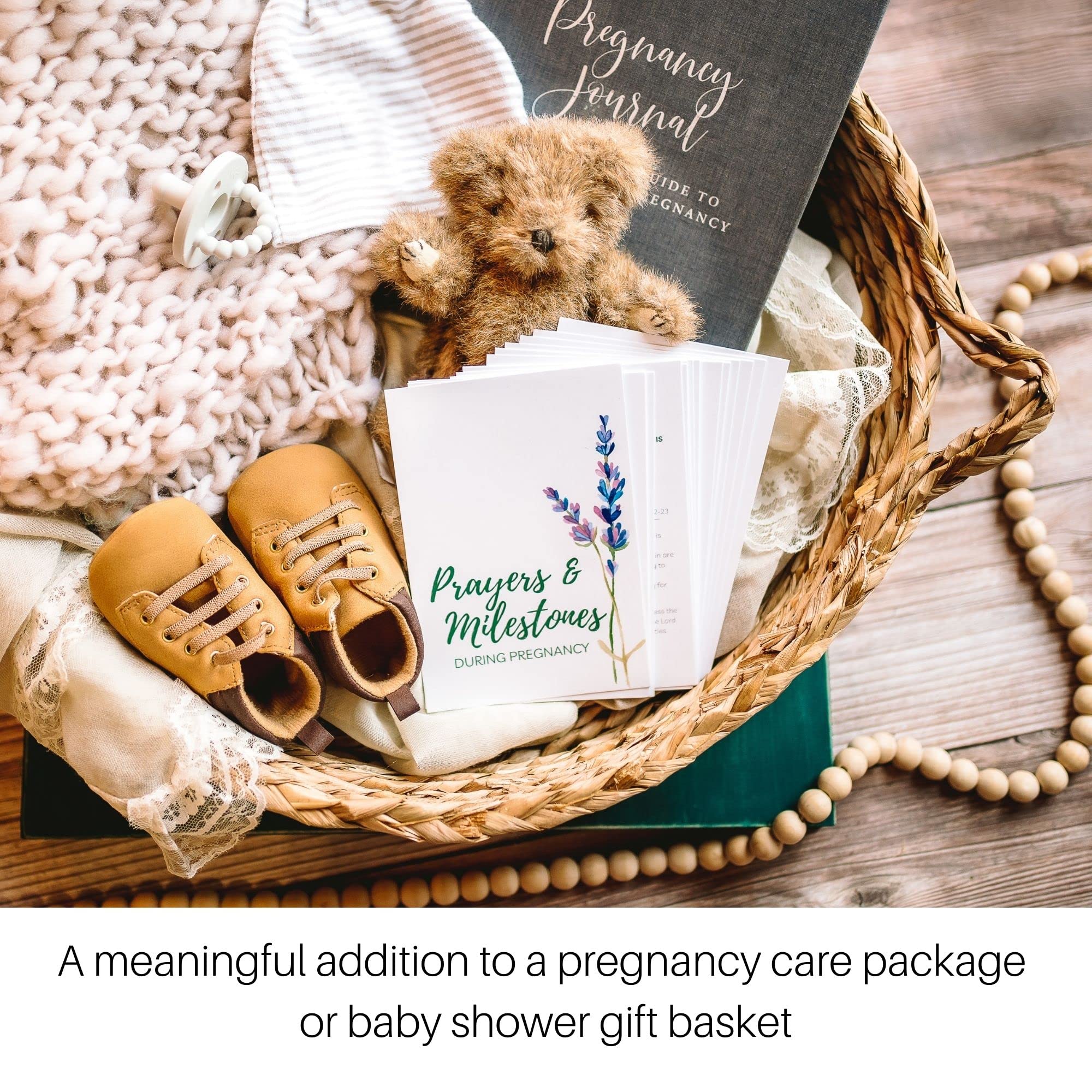 Pregnancy Prayer Cards - Weekly Milestone Cards for Expecting Mother, Congratulations Gift for First Time Mom, Must Haves and Essentials for Mom to Be