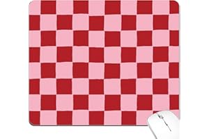 BOONEST Pink Red Checkered Mouse Pad Cute Pattern Aesthetic Girly Retro Mousepad Desk Mat Groovy Rectangular Washable Medium 
