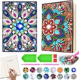 pearoft Diamond Art Notebook Kit for Kids 5-12 Mandala 2 Pack PU Cover