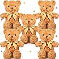 HyDren 5 Pcs Bears Stuffed Animal Soft Plush Toys Valentine 12 Inches Cute Small Shaggy Bear with Hoodie Bow Tie for Kids Boys Girls Baby Shower Birthday Party(Bow Tie Style,Light Brown)