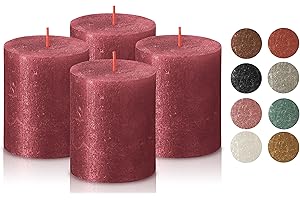BOLSIUS 4 Pack Red Shimmer Metallic Pillar Candles - 2.75 X 3.25 Inches - Premium European Quality - Natural Eco-Friendly Pla