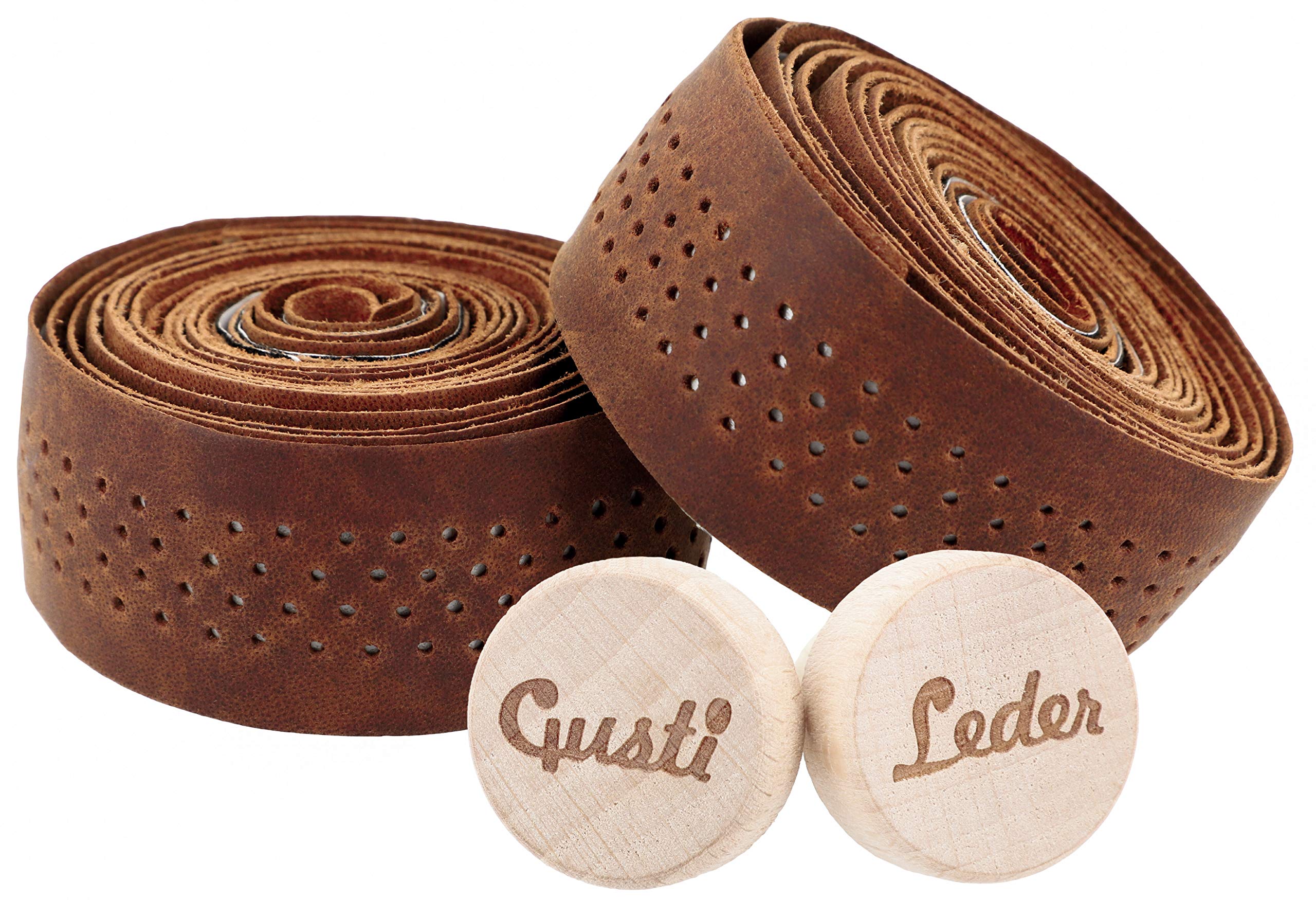 Gusti tape for bicycle handlebars leather - cork 200 cm Fausto C. Bicycle handlebar strap for leather bicycle handlebars racing bike accessories light brown