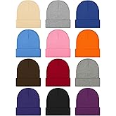 Cooraby 12 Pack Kid's Winter Beanies Knit Warm Cold Weather Beanies Hats, Assorted Colors