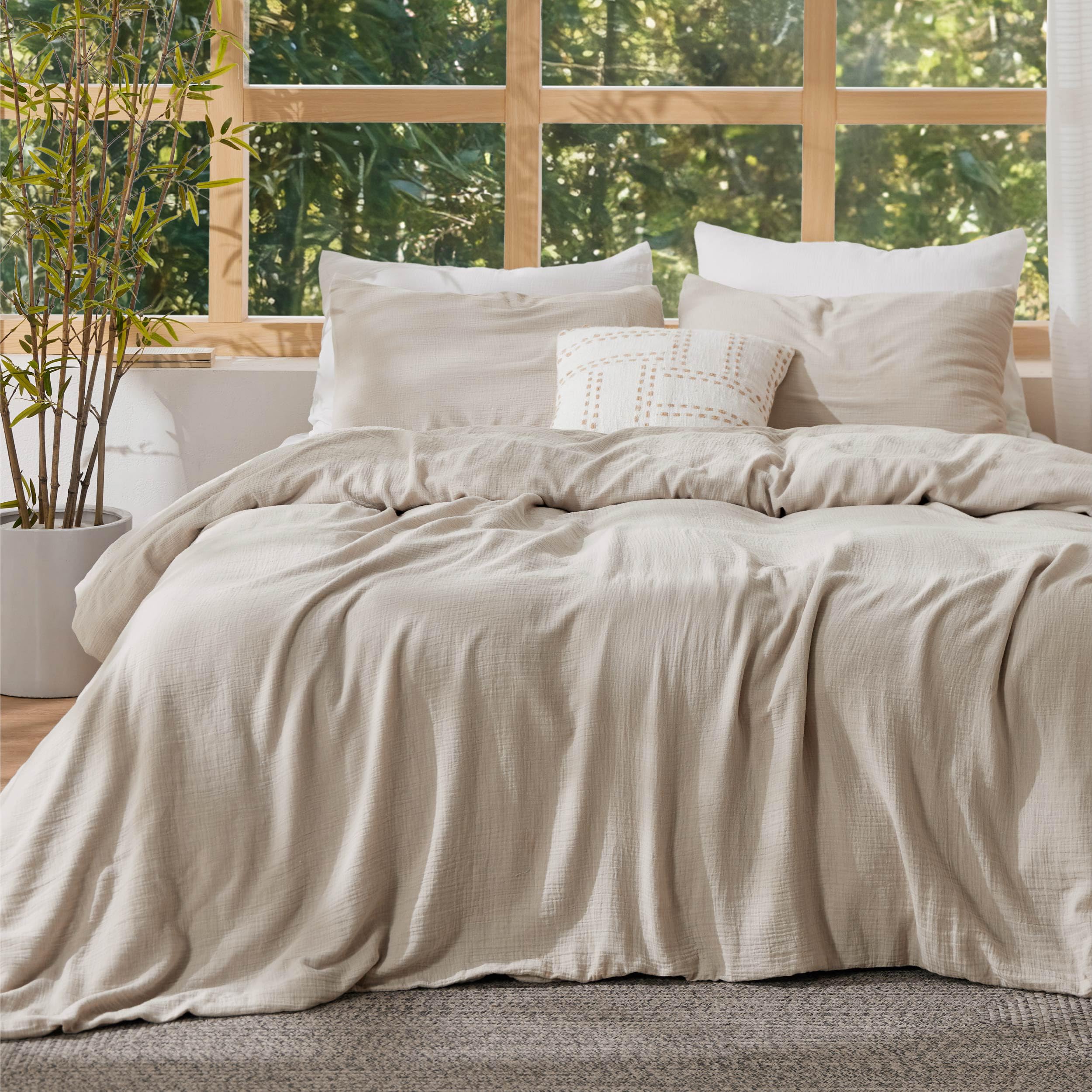 Photo 1 of Bedsure Muslin Duvet Cover King Size - Cotton Blend Rayon Derived from Bamboo, Cooling Duvet Covet for Hot Sleepers - Ultra-Soft & Breathable Bedding Set for All Seasons(Linen, 104"x90")
