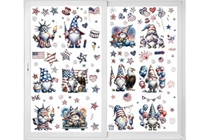 VAWCORNIC 12 Sheets Big Size 4th of July Window Clings Patriotic Window Decorations Double-Sided Window Stickers for Veterans Day Independence Day Window Decals Window Sticker Home School Office Party Supplies