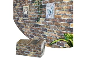 Dundee Deco 3D Wall Panels Brick Effect - Cladding, Brown Beige Stone Look Wall Paneling, Styrofoam Facing for Living Room, Kitchen, Bathroom, Balcony, Bedroom, Set of 5, Covers 27 sq ft