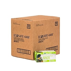 EcoSafe RP1617-6 Retail Pack Kitchen Caddy Certified Compostable Bag, 2.5 g, Green (Case of 24 Retail, Packs of 30 Bags) (Pack of 720)