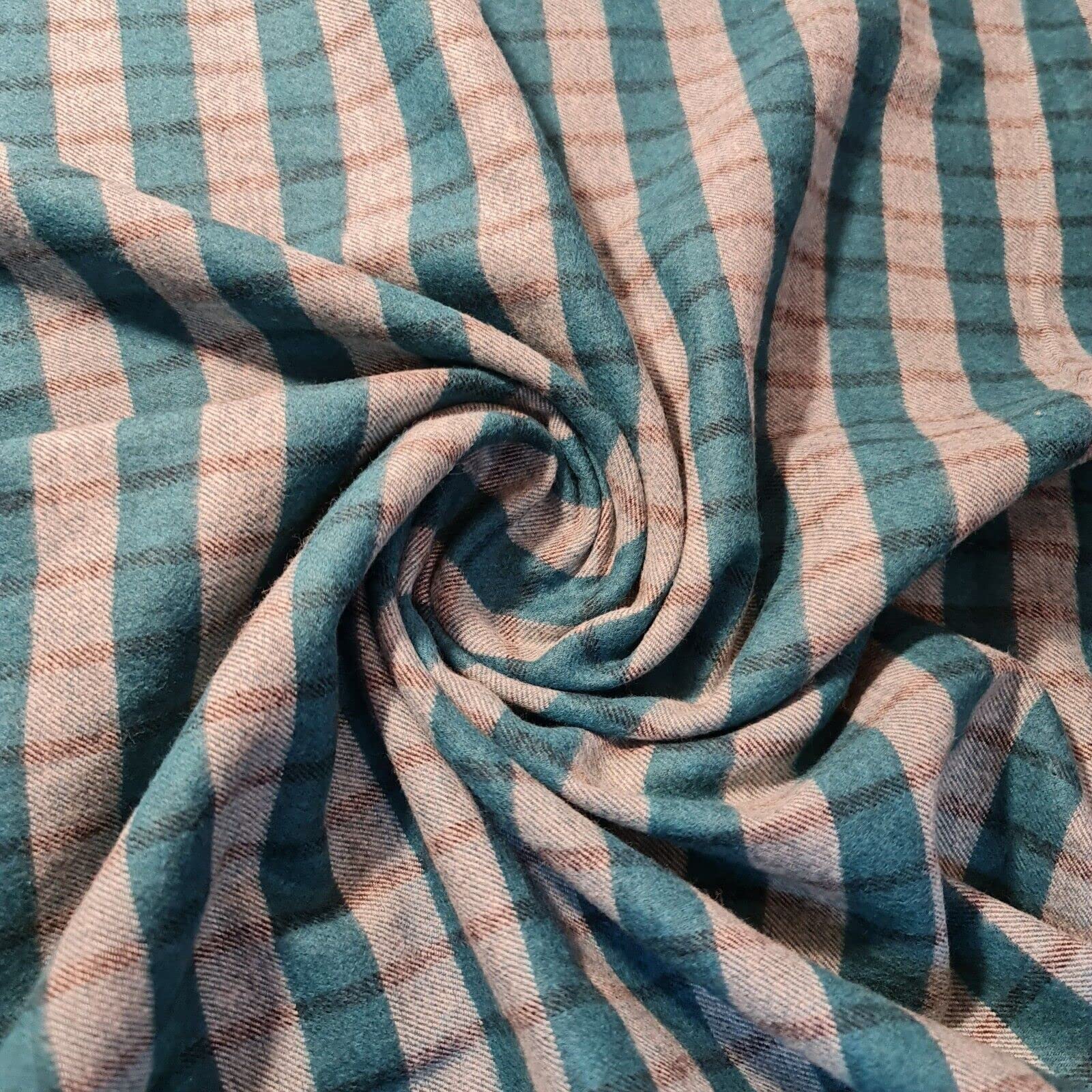 100% Brushed Cotton Flannel Fabric Tartan Winceyette Craft Dress Material 58'' - 150 cm Wide Sold As 1 Meter Pre - Cut Lengths (Jade Grey Checks) (IN04)