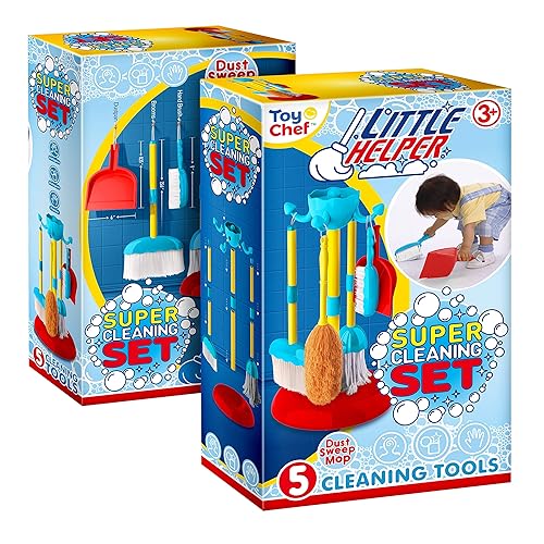 Toy Chef 6-Piece Dust Sweep Mop Set for Kids Pretend Play House