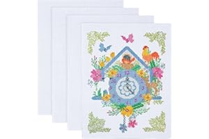 OKXIRI 12 by 18-Inch Count Cross Stitch Fabric, 4 PCS Aida Cloth 14 Count, White Embroidery Fabric for Embroidery Projects and DIY Handicrafts, Handmade Needlework