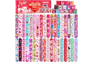 LUYI 108 Pcs Valentines Day Slap Bracelets Wristbands Valentines Day Party Supplies Toys Gifts for Kids School Class Classroom Game Prizes Goodie Bag Fillers