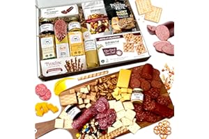 GIFTWORLD Deluxe Meat and Cheese Gift Basket – Gourmet Charcuterie Assortment Charcuterie Food Items, Meat Cheese Assortment, Food Gifts for Men, Tailgating, Business, Congratulations, Care Packages, Thanksgiving and Christmas Gifts - 11-item Bundle