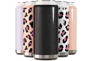 MAARS DRINKWARE Maars Skinny Can Cooler for Slim Beer & Hard Seltzer | Stainless Steel 12oz Sleeve, Double Wall Vacuum Insulated Drink Holder - Glitter Black