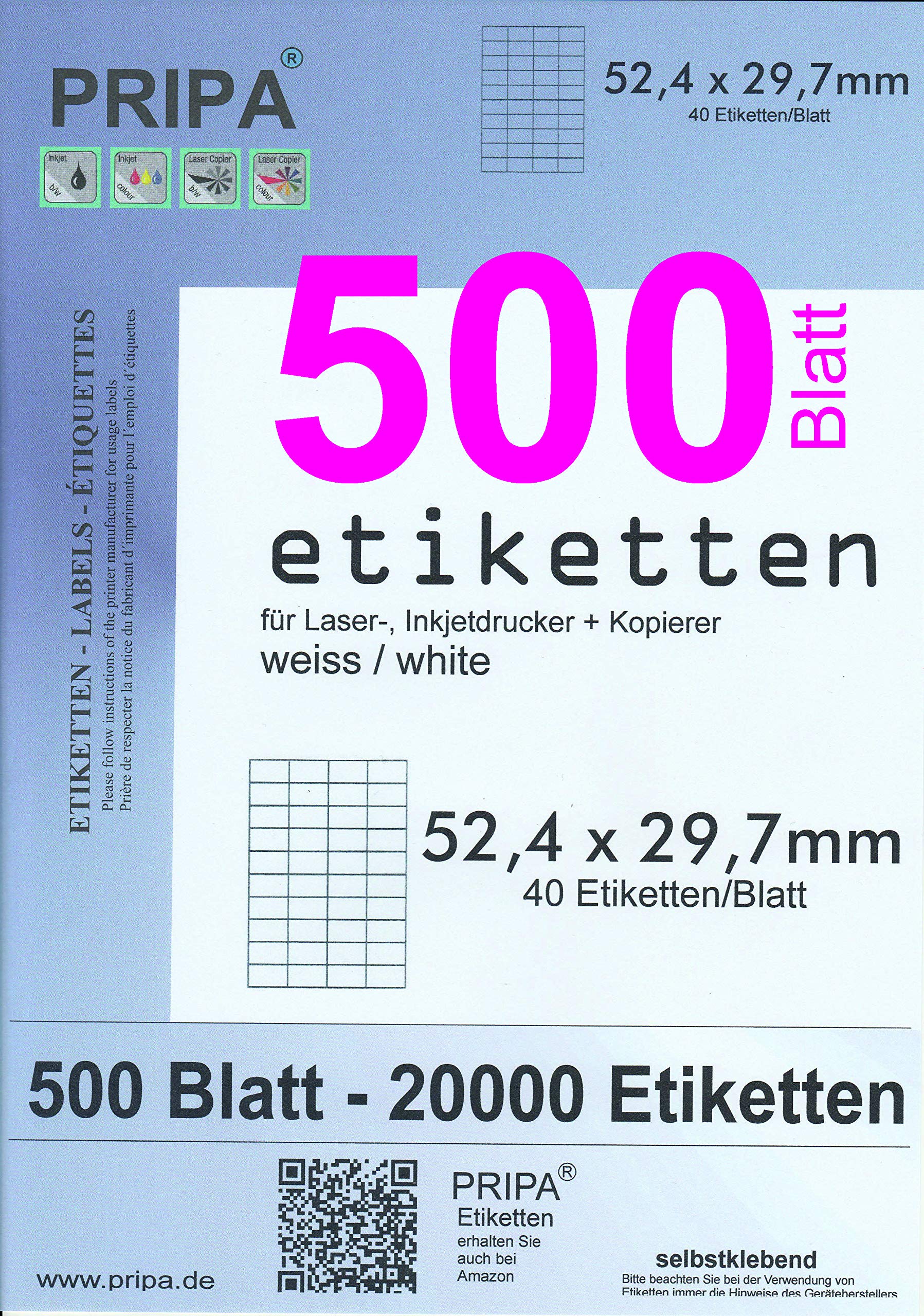 pripa – Labels for Fulfilled by Amazon Shipping 52,5x29,7-500Blatt-weiß