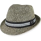 Belfry Men Women Summer Straw Trilby Fedora Hat in Blue Tan Black Luz Black XL