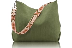 Prite Women’s Corduroy Tote Bag with Zipper, Stylish Shoulder Bag with Adjustment Straps for Work, Travel, Daily Use