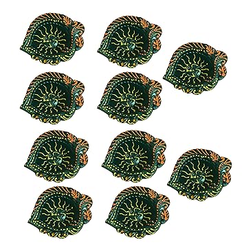 ShopMeFast Handcrafted Terracotta/Earthen Clay Small Diwali Diya/Tealight for Dipawali Pooja/Puja (Color : Bright Green ;Pack of 10)