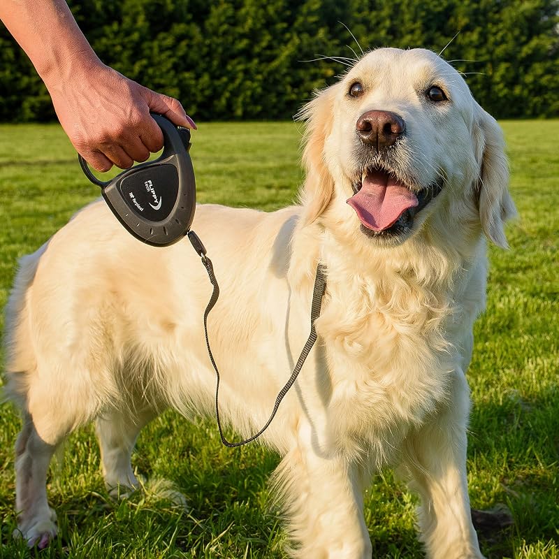 Laisse Chien Enrouleur FLIPPY TECH, Laisse Chiens de Taille Moyenne jusqu'à 25 Kg. Sangle Extensible max 3 m. Bouton de verrouillage et de déverrouillage unique, violet