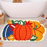Hexagram Fall Thanksgiving Bathroom Rugs, Thanksgiving Rug for Bathroom Decor, Pumpkin Bath Mat, Soft Non Slip Washable Bath Mat 16x31.5 Inches