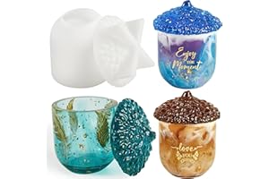ISSEVE Acorn Jar Resin Molds Silicone with Lid, Jars Silicone Molds for Resin Casting, Epoxy Jar Molds for Storage Bottle, Candy Jewelry Container, Home Decoration, DIY Resin Casting Crafts