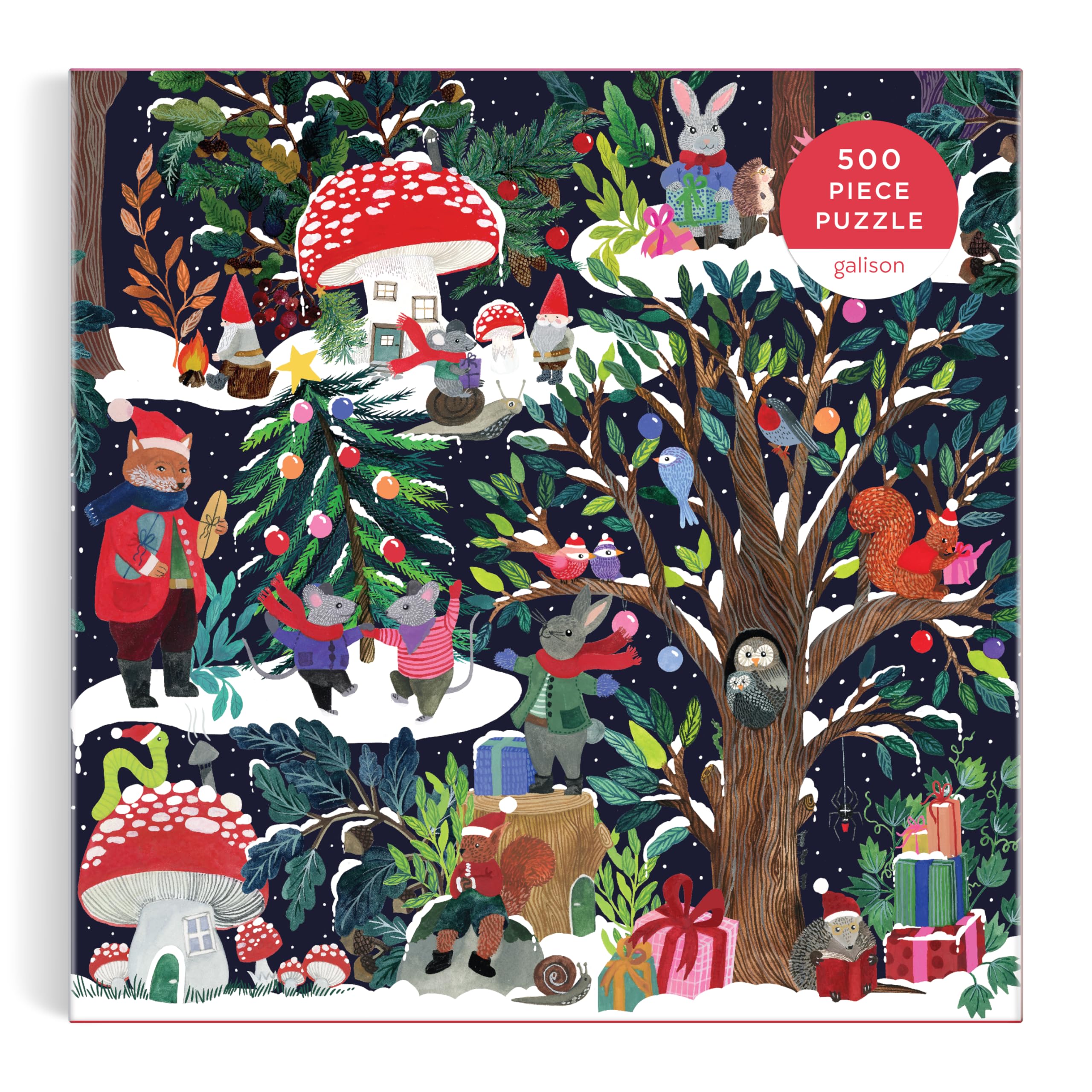Galison Yuletide Forest – 500 Piece Jigsaw Puzzle Featuring Beautiful Artwork of A Wintery Holiday Wonderland in The Forest