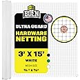 BOEN Plastic Mesh Hardware Netting 3' x 15' White, Tree Guard Barrier from Rabbits, Deer and Rodents, Deck Guard, Indoor or Outdoor Balcony Safety Net for pet or Child