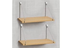 Quzzil 2 Pack Fabric Wall Cubicle Shelf with Hooks for Wall Decor, 11.8'' Wooden Cubicle Organizer Storage Shelf Load Bearing 40 Lbs Metal Hooks for Office and Home Cork Board