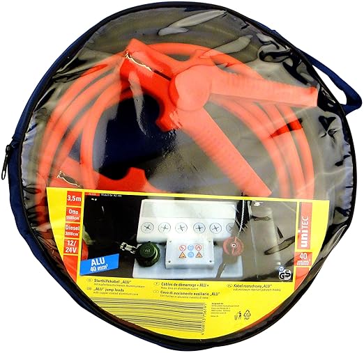 title=Unitec 75619 Cavo di Avviamento Ausiliario in Alluminio, 3.5 m