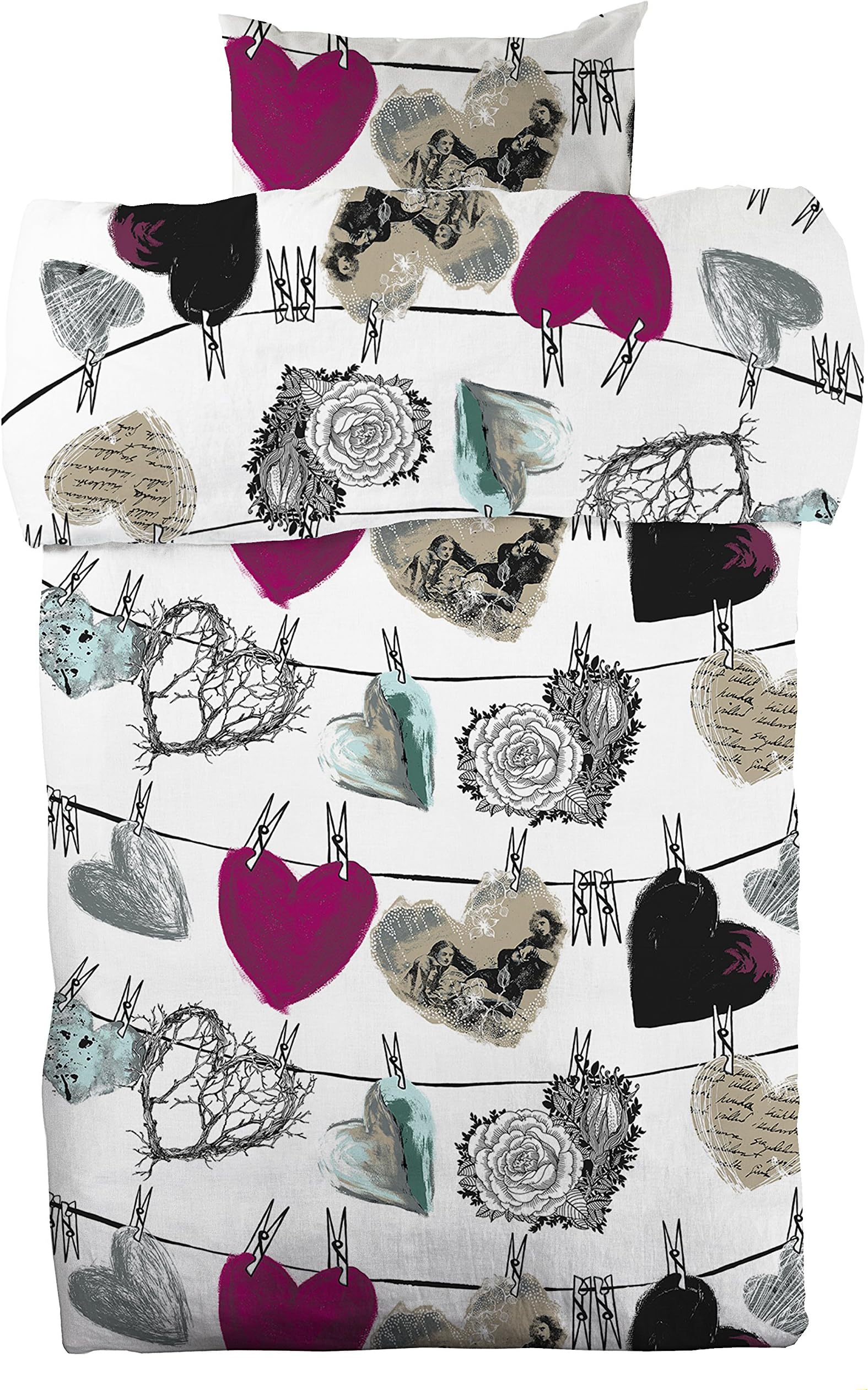 Vallila Interior HEHKU Single BEDSET, Hearts, Multi
