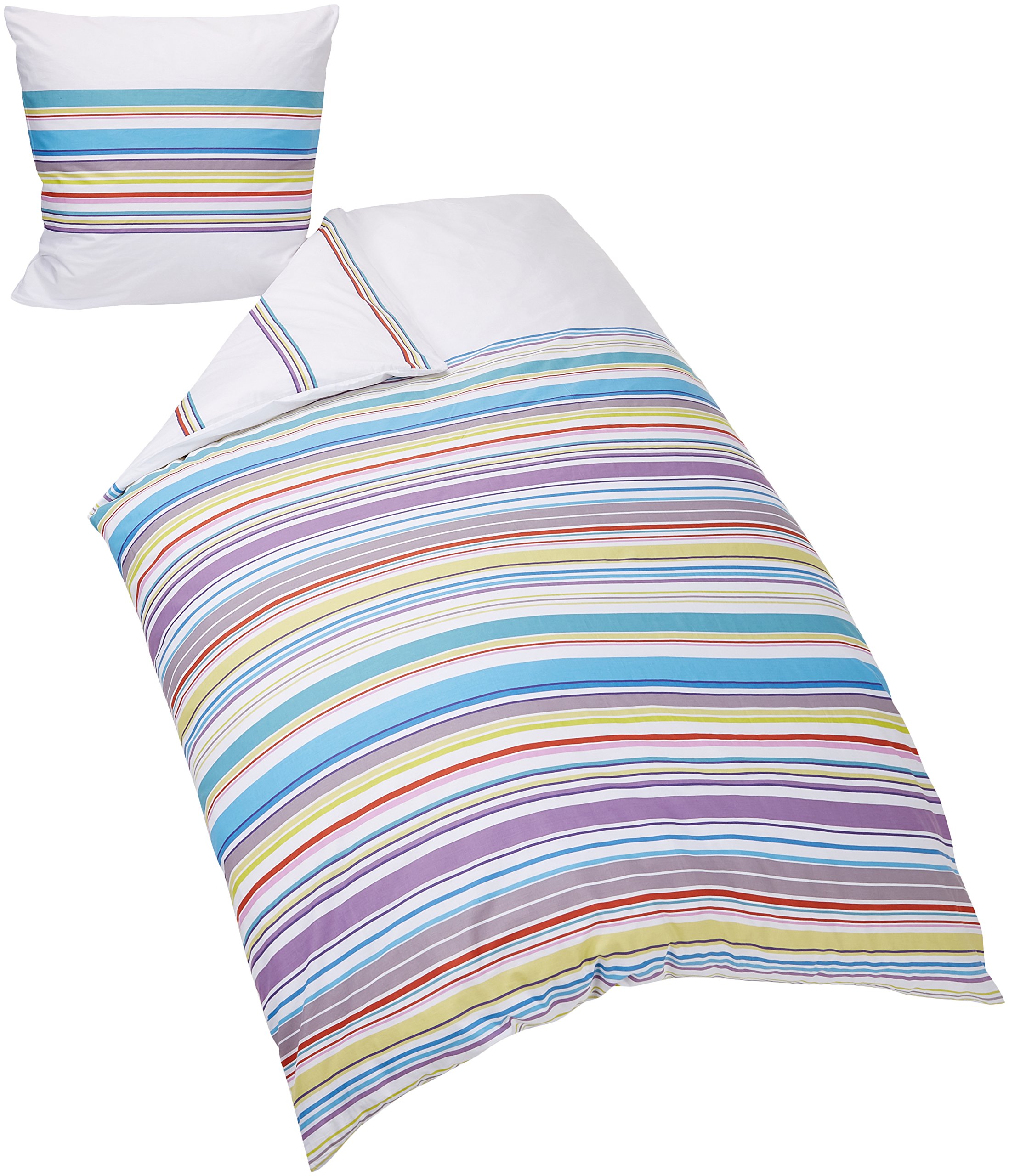 Matt & Pink Duvet Cover Bedding Set, Cotton, White Stripe, 155 x 220 cm 2 Units